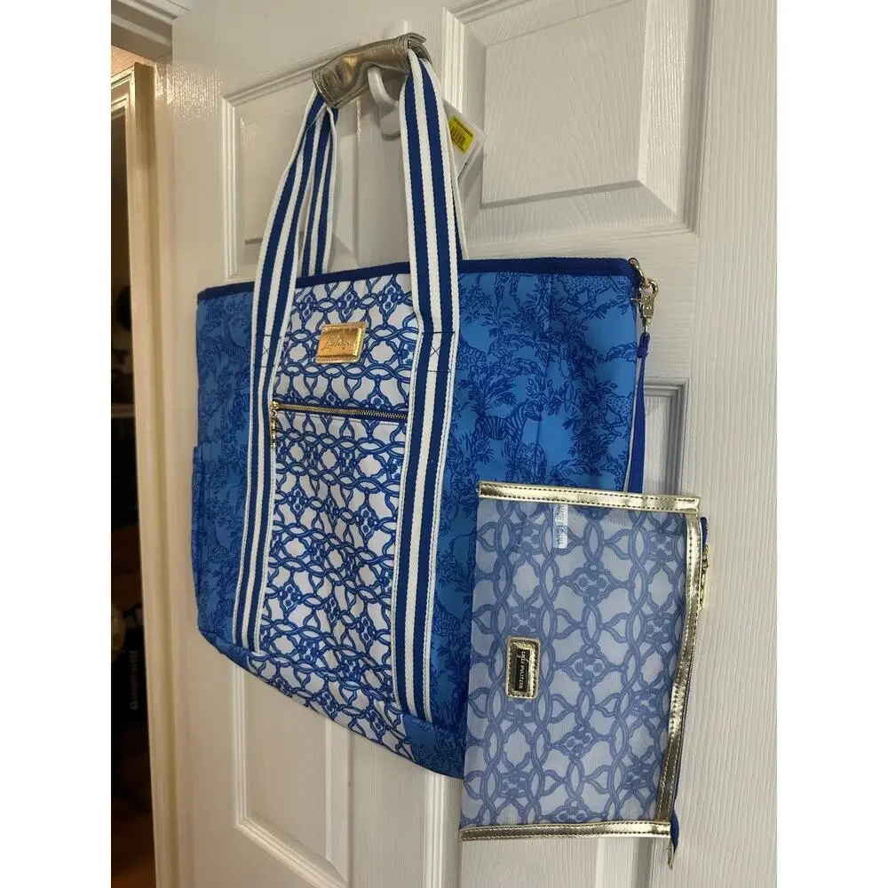 Lilly Pulitzer NWT Picnic Party Cooler Blue Safari Party Tote Bag - Picture 5 of 7